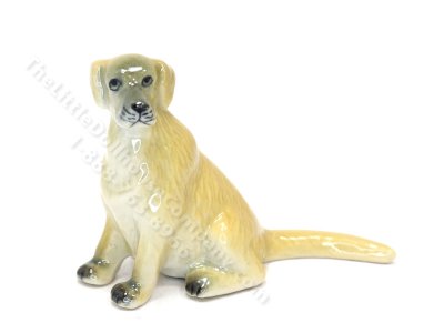 (image for) Miniature Porcelain Labrador Retriever Dog Figurine for Dollhouses