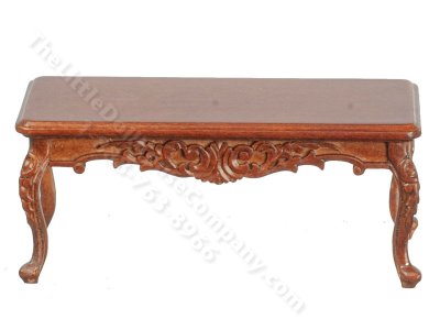 (image for) Miniature Carved Walnut Victorian Coffee Table for Dollhouses
