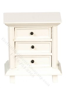 (image for) Miniature Country Nightstand for Dollhouses - White