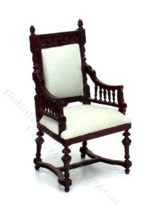 (image for) Miniature Mahogany Finish Throne Armchair for Dollhouses