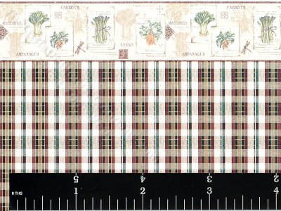 (image for) Green Plaid and Seed Packet Miniature Wallpaper for Dollhouses