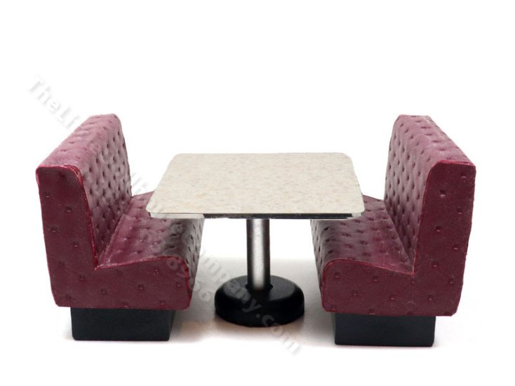 (image for) Miniature Restaurant Booth set for Dollhouses - Burgundy