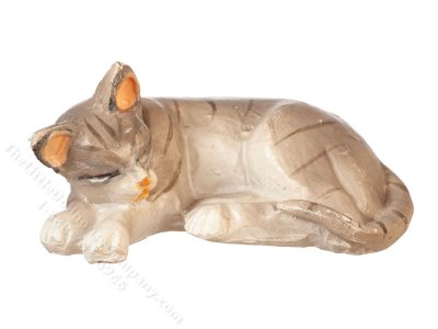 (image for) Miniature Sleeping Grey Cat for Dollhouses