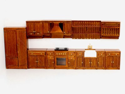 (image for) 1/2 Scale 9-Piece Walnut Kitchen Set