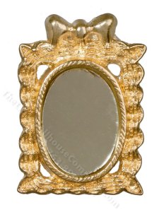 (image for) Miniature Gold Oval Mirror for Dollhouses