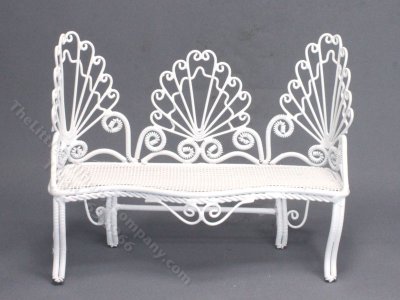 (image for) Miniature White Wire Garden Bench