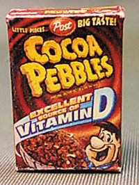 (image for) Miniature Cocoa Pebbles Cereal Box for Dollhouses