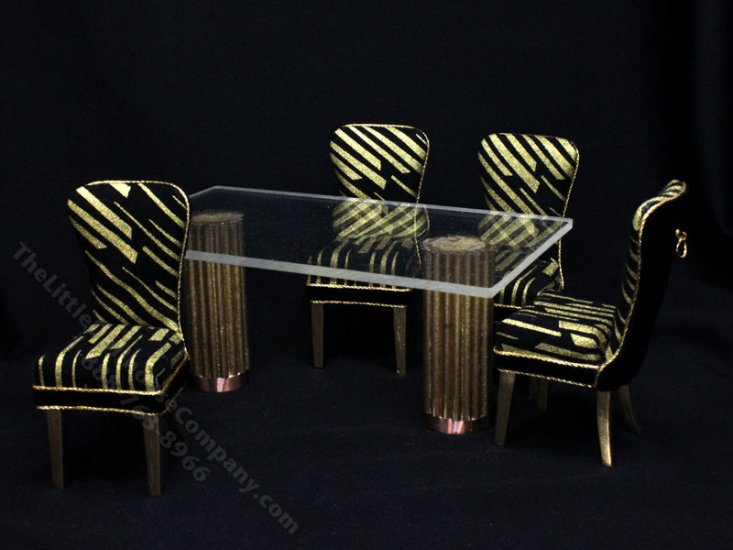 (image for) Miniature Gold and Glass Dining Set by Judith Blondell