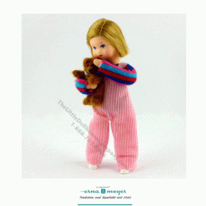(image for) Lea with teddy bear Flexible Doll by Erna Meyer for Dollhouses