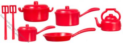 (image for) 10 Pieces Red Kitchenware For Dollhouses