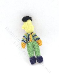 (image for) Miniature Handknit Sesame Street Bert Doll by Helen Palenski