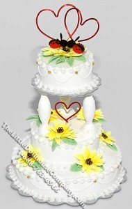 (image for) Dollhouse Scale Model Sunflower Ladybug & Hearts Wedding Cake