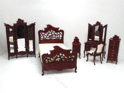 (image for) Miniature 6-Piece Mahogany Art Nouveau Bedroom Set