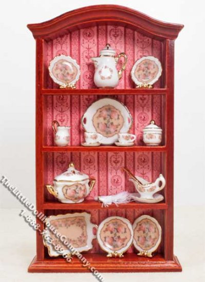 (image for) Miniature Antique Rose Pattern China Cabinet for Dollhouses