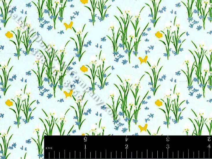 (image for) Blue Iris Pattern Wallpaper for Dollhouses