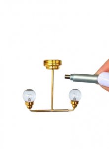 (image for) Miniature LED 2 Up-Arm Chandelier with Wand for Dollhouse