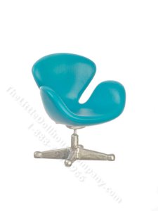 (image for) Miniature Modern Blue Chair for Dollhouses