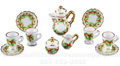 (image for) Miniature Coffee Set 11 pcs - Christmas wreath Design
