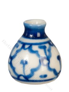 (image for) Miniature White and Blue Bud Vase for Dollhouses
