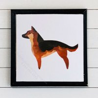 (image for) Miniature Square Painting of a German Shepherd Dog