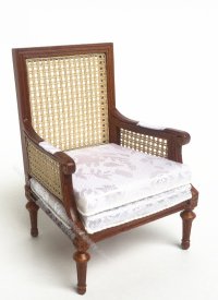 (image for) Dollhouse Miniature Vintage Bergere Chair, Walnut