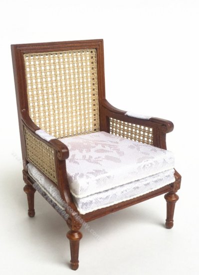 (image for) Dollhouse Miniature Vintage Bergere Chair, Walnut