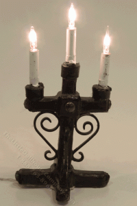 (image for) Miniature Three-Pronged Candelabra with Electric Candles