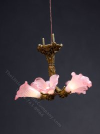 (image for) Miniature Brass Pink 5 Shade Chandelier by Jim Pounder