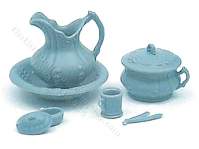 (image for) Miniature Blue Chamber Pot Set Kit for Dollhouses