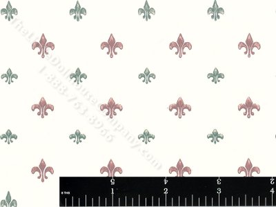 (image for) Cream Fleur de Lis Miniature Wallpaper for Dollhouses