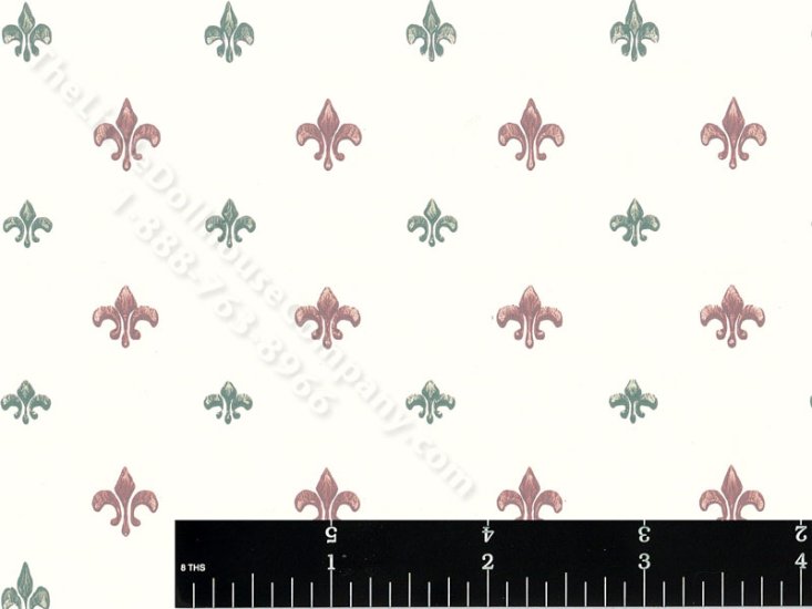 (image for) Cream Fleur de Lis Miniature Wallpaper for Dollhouses