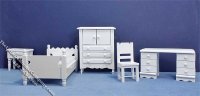 (image for) Dollhouse Scale Model 5 piece White Bedroom Set