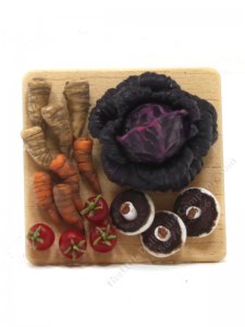 (image for) 1:24 Miniature Red Cabbage Vegetable Board by Charlotte Willmott