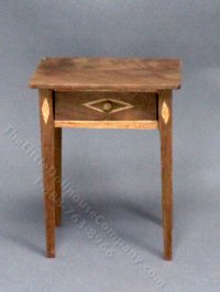 (image for) Miniature Walnut Finish Table with Inlays for Dollhouses