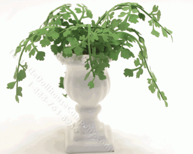 (image for) Miniature White Ceramic Urn With Scalloped Leaves