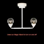 (image for) Miniature LED 2 Up-Arm Chandelier with Wand for Dollhouse - White