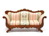 (image for) Miniature Walnut Empire Victorian Sofa For Dollhouses - Floral