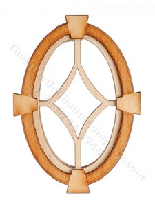 (image for) Dollhouse Oval Keystone Window with Starburst Interior