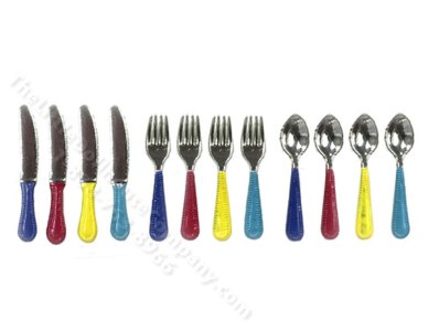 (image for) Miniature 12 Piece Colourful Flatware Cutlery Set