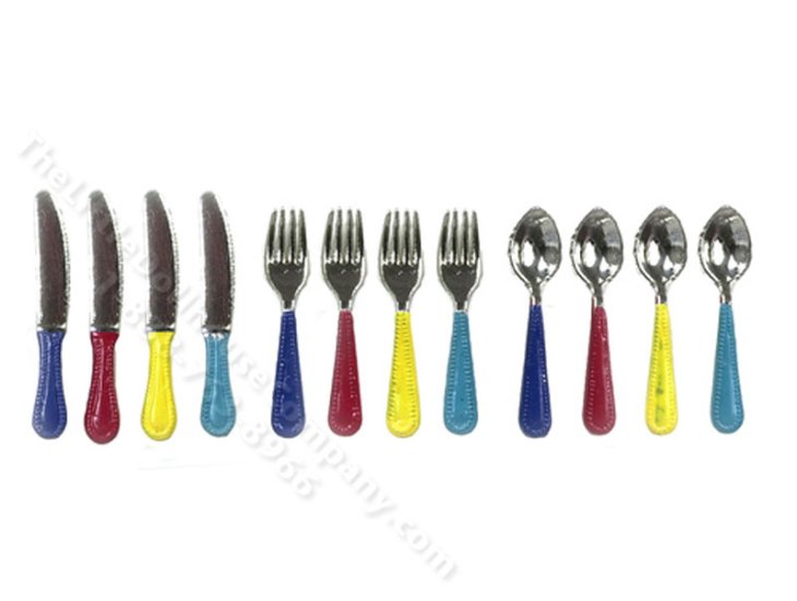 (image for) Miniature 12 Piece Colourful Flatware Cutlery Set