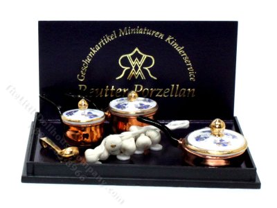 (image for) Miniature Copper Pot Set - Blue Onion Design