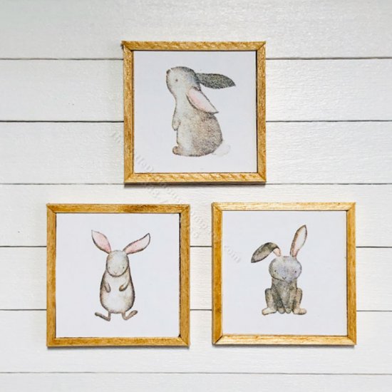 (image for) Miniature Bunny Three Piece Framed Print Set