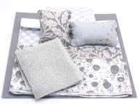 (image for) Miniature Grey Patterned Bedding for Dollhouses