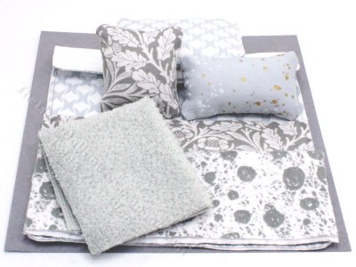 (image for) Miniature Grey Patterned Bedding for Dollhouses
