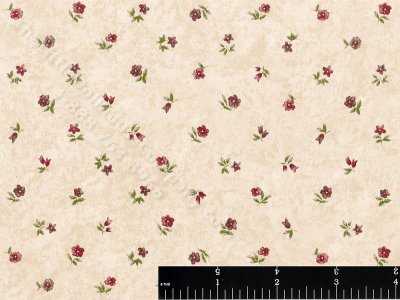 (image for) Purple Flowers on Beige Miniature Wallpaper for Dollhouses