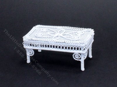 (image for) Miniature White Wire Coffee Table for Dollhouses