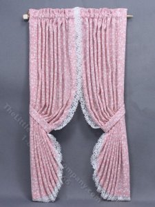 (image for) Miniature Pinka and White Vine Drapes for Dollhouses