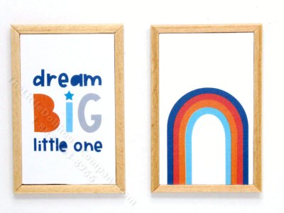 (image for) Miniature Pair Framed Dream Big and Rainbow Prints