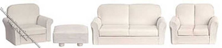 (image for) Miniature Four Piece White Living Room Set for Dollhouses