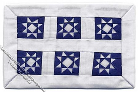 (image for) Miniature White/Blue Star Quilt for Dollhouses